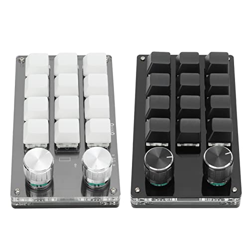 Arsor One Handed Programmable Mechanical Keyboard, 12 Keys Rgb Multifunctional Gaming Keypad Macro Keyboard With Knob Plug And Play For Windows(Black White) #TOP7