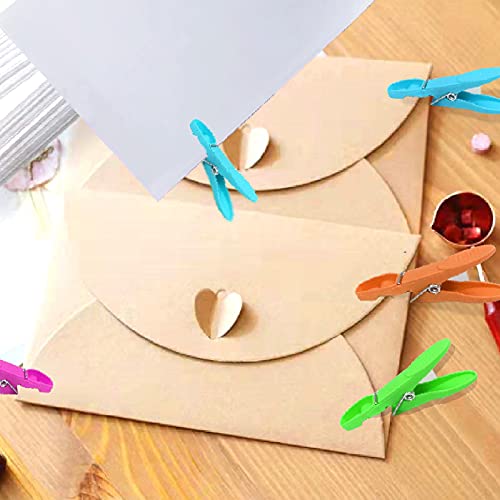 48 Pack Colorful Plastic Clothespins, Heavy Duty Laundry Clothes Pins Clips Pegs, Drying Line Pegs Small Colored Clothes Pins For Outdoor, Clothesline Crafts Picture Clips Food Package Clips #TOP7