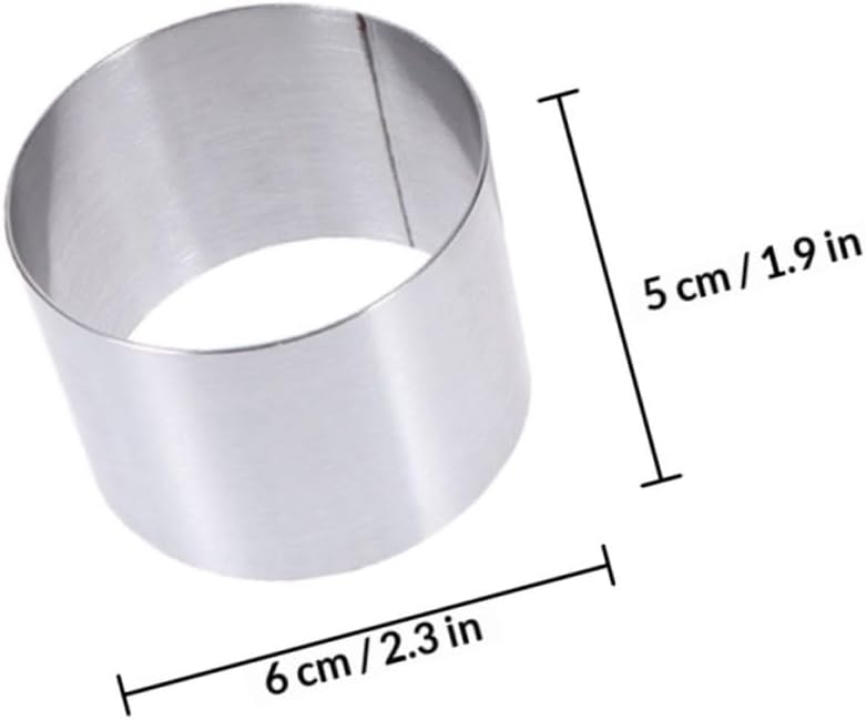6pcs round Stainless Steel Cake Mousse Rings 6x6x5cm Non-stick Baking Mold Set Portable Metal Baking Tools for Kitchen Pastry and Dessert Preparation