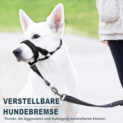 Voarge Ausbildungsgeschirr Hundehalfter Haustier Maulkorb, Einfache Anpassung, Leicht, mit gepolstertem Nasenriemen, Hundemundschutz Training Halter verhindert Bellen Beißen und Kauen, XL
