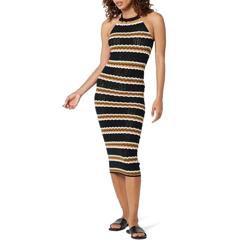 The Drop Damen Jayla Ärmelloses Häkel-Midikleid, Neutraler Schwarzer Bodenstreifen, S