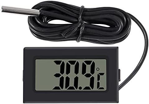 AOICRIE 4pcs Digital LCD Thermometer, Fahrenheit Temperature Digital LCD Fridge Thermometer 2M Cable with Probe for Fridge Freezer Refrigerator Aquarium (Centigrade) (2M, Black)