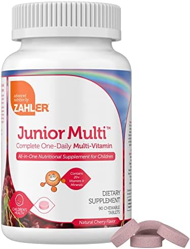 Zahler Kids Multivitamin Chewable Vitamin Tablet - Complete One Daily Kids Vitamins Supplement - Contains 20+ Minerals & Vitamins for Kids & Toddlers - Kosher Multivitamins Cherry Flavor (90)
