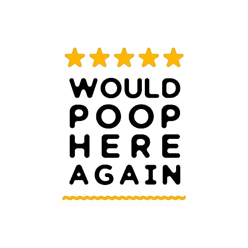 Image of Artery8 Funny Bathroom Review Sign Five Stars Would Poop Here Again Funny Toilet Decor Premium Wall Art Canvas Print 18X24 Inch