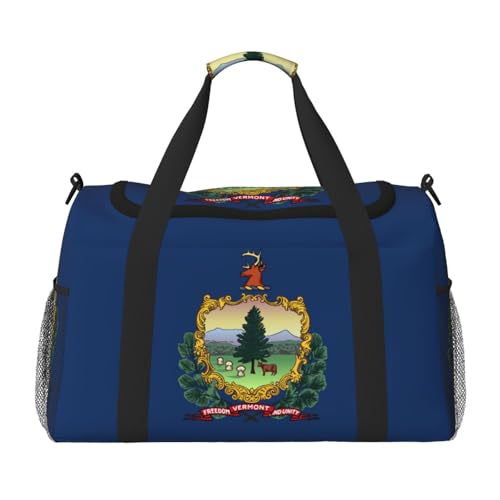 Vermont State Flag print Travel Duffle Bag Gym Bag for Women,Puffer Tote Bag,Weekender Overnight Bag Organizer