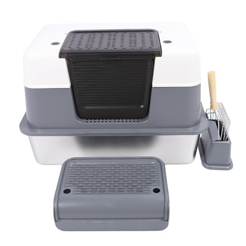 Arenero para gatos acero inoxidable grande con tapa miniatura 1