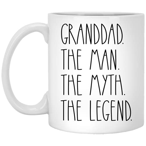 OwingsDesignsPerfect Granddad The Man The Myth The Legend Coffee Mug - 11oz White Ceramic Letter Print Modern Coffee Mug - Father's Day Gift - Hot Drinks - Microwave Safe