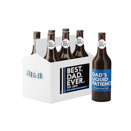 Personalized Beer Bottle Holder with Custom Labels – 6-Pack Beer Gift Box for Birthday, Father’s Day, Mother’s Day, Groomsmen, Bridesmaids, Announcements – DIY White Beer Carrier Gift Set (1 Set)