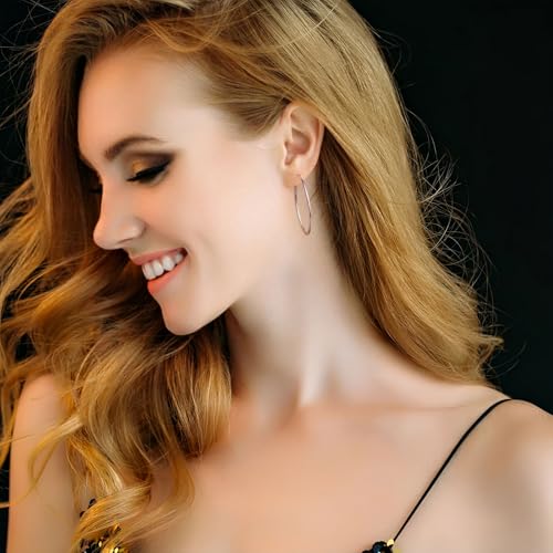 Gold Silver Black Oval Hoop Earrings for Women Large Big,Everyday Wear,Lightweight Water Drop Design,Gift Idea for Mother and Best Friend3