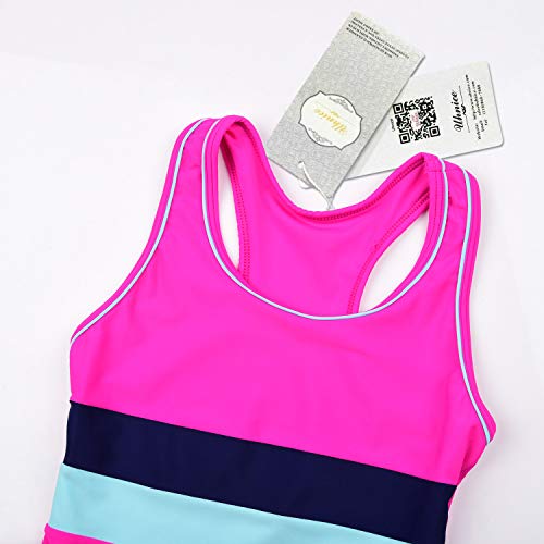 Uhnice Girls Swimsuit Two Piece Tankini Swimwear With Boyshort (5-6 Years(Tag Size L), Rose) #TOP2