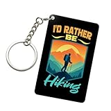 YOMCONECT I'd Rather Be Hiking Fashionable Acrylic Keychain 2x3 In Trendy Key Accessories Style Enthusiasts