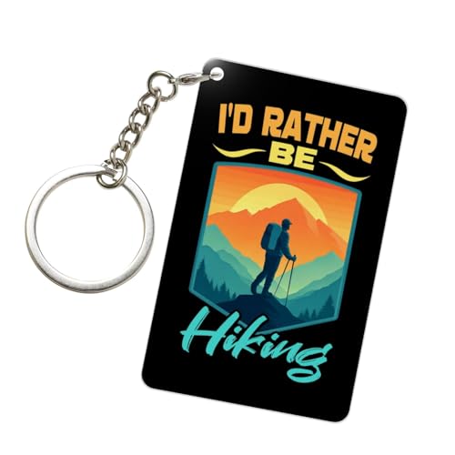 YOMCONECT I'd Rather Be Hiking Fashionable Acrylic Keychain 2x3 In Trendy Key Accessories Style Enthusiasts