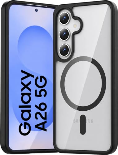Image of ArmourPro MagSafe Compatible Case for Samsung Galaxy A26, Magnetic Wireless Charging Back Cover with Clear Back, Flexible TPU Bumper, Camera Protection | Black