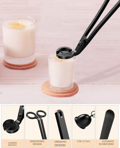 RONXS Kerzenzubehör Set 3 in 1, Dochtschere Kerzenlöscher und Docht-Dipper, Candle Wick Trimmer mit Geschenkpaket für Kerzenliebhaber