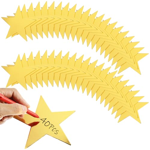 LIQWEI 40 Stück Sternausschnitten Papiersterne, 15cm Goldene Sterne...