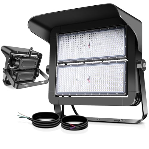 BIRITALO 75000LM Dimmable Led Stadium Flood Light 3000W Equivalent Super Bright 0-500w Led Arena Lights 100-277v 5000k Yoke Mount Ip66 Waterproof Outdoor Wall Light Commercial for,Yard,Barn,Court
