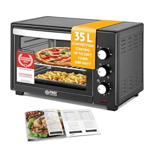TZS First Austria - Mini Oven 35L 1600W - Small Pizza-Oven with stepless temperature control up to 230°C & non-stick coating - Baking-Oven with 60 min. timer, 3 rack levels, baking tray, grill rack