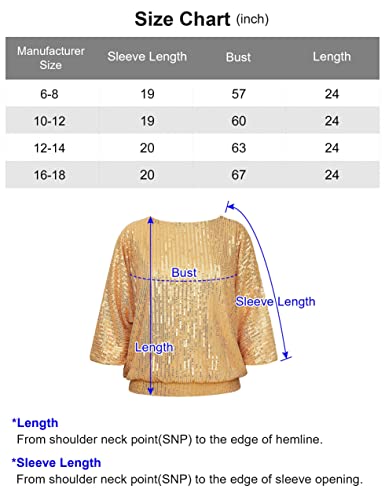 Prettyguide Women's Sequin Tops Shimmer Glitter Loose Cold Shoulder Party Tunic 3/4 Batwing Dolman Dressy Tops Dark Green M #TOP6