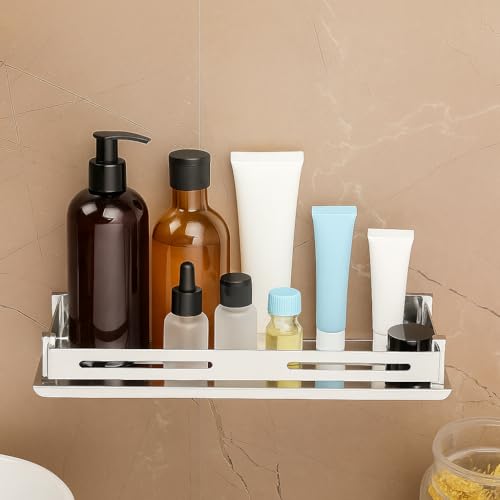 Image of FORTUNE Stainless Steel Wall Mount Bathroom Shelf Multi-Functional Storage Shelf, Kitchen Shelves, Rack & Caddy Basket Bathroom Accessories Homes, Hotels Decor- Silver (18 X 5 Inch) (Pack of 1)