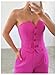 WDIRARA Women's Two Piece Bandeau Sleeveless Crop Tube Tops and High Waist Pants Clothing Set Hot Pink Small