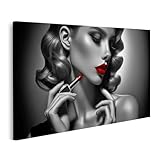 islandburner Bild auf Leinwand Frau mit Lippenstift und 