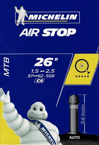 Miniatura 2 de Michelin Schlauch C4 Airstop 26 Standart 34 Cámara Mtb 26 X 1.50-2.20, Válvula Schrader Gorda , 35 Mm, Deportes Al Aire Libre, Ciclismo,Componentes De Bicicleta, Negro, 37 62-559