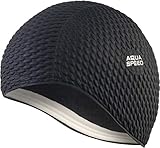 Aqua Speed Badehaube Damen | Badekappe Mädchen Lange Haare | Frauen Schwimmmütze extrem dehnbar | Schwimmkappe warm | Womens Swimming Cap for Long Hair | Latex | schwarz 07 | Bombastic