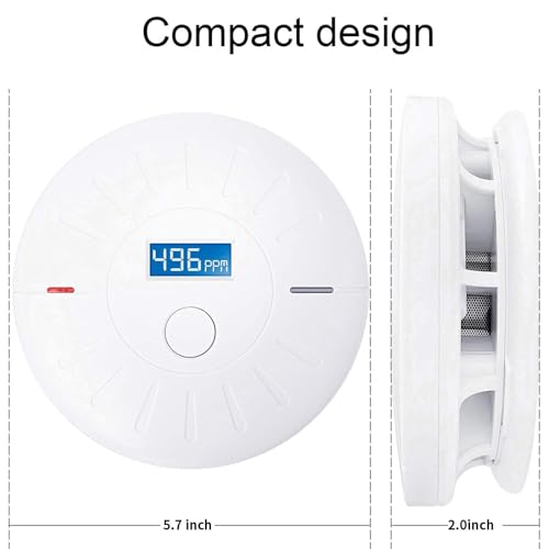 3 Pack 10 Year Battery Operated Smoke and Carbon Monoxide Detector, Portable Fire Co Alarm for Home and Kitchen (White)