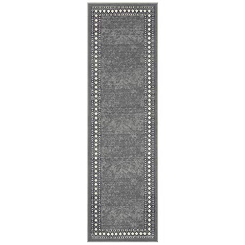 Antep Rugs Alfombras Modern Bordered 2X7 Non-Skid (Non-Slip) Low Profile Pile Rubber Backing Indoor Area Runner Rugs (Gray thumb #1
