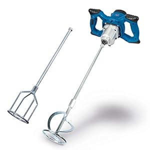Scheppach Handmenger PM1400 menger, mortelmixer, kleurmenger, 1400 W vermogen, 2-versnellingsbak met variabel toerental 570/760min1, inclusief mortel (580mm) en kleur garde (590mm) met