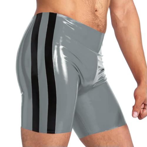Pantalones cortos de PVC con rayas para hombre en color negro
