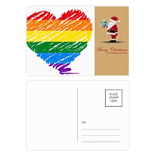 Carte postale LGBT Père Noël arc-en-ciel à offrir en lot de 20