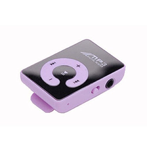 Sandistore Mirror Clip USB Digital Mp3 Music Player Support 1-8GB SD TF Card Purple