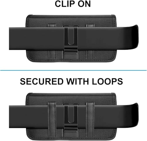 Image of Phone Holster for Men - 6.8'' Nylon Belt Clip Pouch with Card Holder | Mobile Purse Holster Case for All Phones - Large Capacity, Durable & Lightweight (Black, XXL)