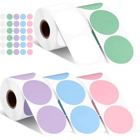 Humyoun 2500 Pcs 2 Inch Circle Thermal Sticker Labels Self Adhesive Round Direct Thermal Labels Multipurpose Thermal Printer Stickers for DIY Logo Design, Qr Code, Name Tag (Light Colour) Cover