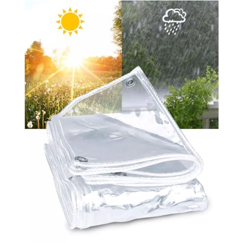 Lona de PVC transparente de 0.35 mm antidesgarro con cantos reforzados y ojales duraderos 7