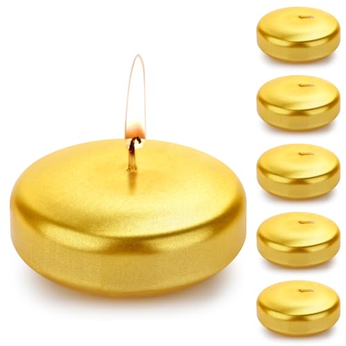 Bougies flottantes de 7,6 cm en cire de qualité supérieure non parfumée or