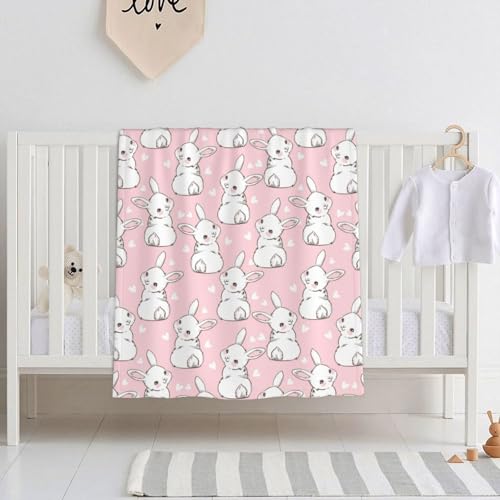 Image of Bunny Blanket 30 inchx40 inch - Cartoon Rabbit Flannel Fleece Throw Blanket Ultra Soft for Girls Boys Kids, Cozy Couch Blanket for Living Room Bedroom Nursery Decor