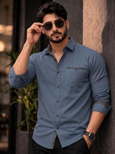 Image of Amazon Brand - INKAST Cotton Shirt for Men | Regular Fit Full Sleeve Casual Shirt | Stylish Formal Office Wear Shirts for Men | Soft Comfortable Breathable Cotton Fabric | Fashionable Office Wear
