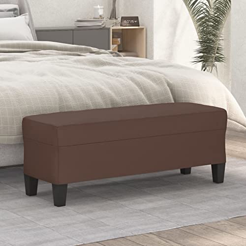 Banc en cuir synthétique marron 100cm avec rangement de couloir