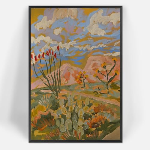 Southwestern Desert Landscape Wall Art Neutral Cactus Ocotillo Canvas Posters
