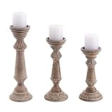 JFY Designs Candle Holders for Pillar Candles - Set of 3 Large Wooden Candle Holders for Table Cente