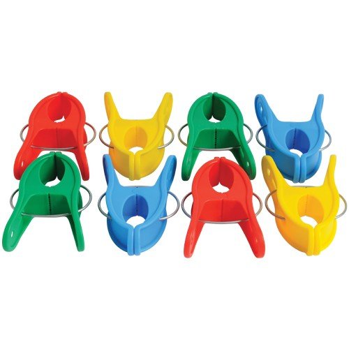 Constructive Playthings E-Z Open Giant Clips for Hanging, Use as Binder Clips, Chip Clips or Use for Art Supplies or Other Classroom Supplies, Set of 20, Multicolor - Toddler Toys, 3 Years & Up