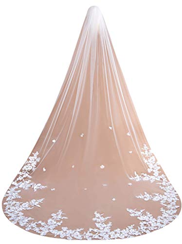 BABYONLINE D.R.E.S.S. Braut Schleier 3 M 1 Schicht Lange Pailletten Spitze Rand Kathedrale Zubehör Brautschleier Cover