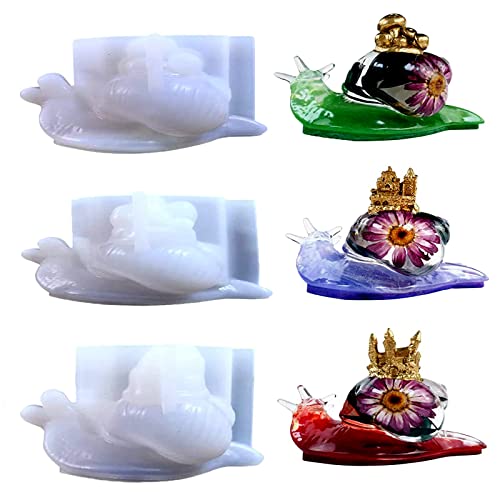 Animal Resin Molds Silicone 3D, 3Pcs Snails with Castle Mushroom Ornament Silicone Molds for Epoxy Resin Casting, DIY Keychains Pendants, Home Tabletop Cabinets Decor