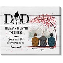 GOSSBY Personalized Custom Canvas Father And 2 Sons Dad, The Man The Myth The Legend. You are the best Dad ever To My Daughter Poster from Dad Custom Name Canvas Hanging Home Decor for Christmas Xma