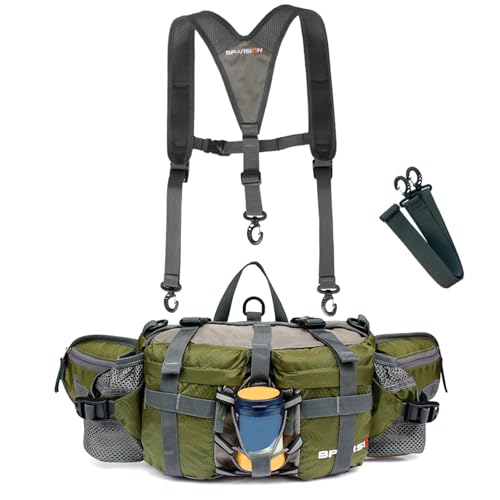 Fanny Pack Waist Bag, 5L Waist Pack with Two Water Bottle Holders, Hiking Lumbar Backpack for Running Walking DogWalking Travel Cycling