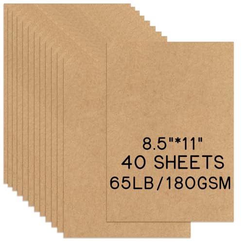 Card Stock Bulk 40 Sheets 8.5 x 11 Inches, 180GSM Kraft Brown Construction Paper, Thick 65lb Craft Paper for Scrapbooking, Gift, DIY Crafts, Card Making, School Classroom & Office(Cow)