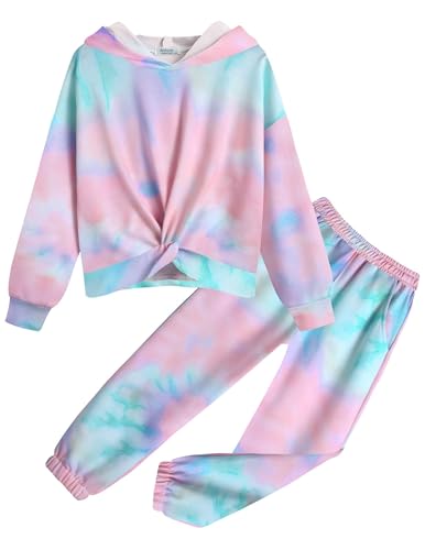 Arshiner Fall Outfits for girls Pink Hoodies Jogger Set 2 Piece Basic Sweatsuit Pullover and Sweatpants Fashion Tracksuit