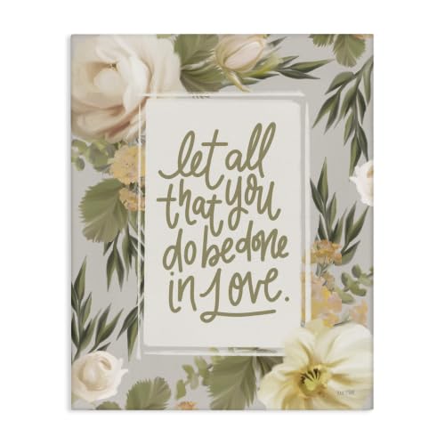 Love and Floral Motivational, 16 x 20 Inch Canvas Wall Art